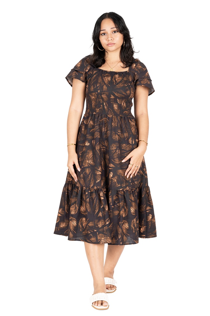 Akamu Smoked Ruffled Hem Dress Masi