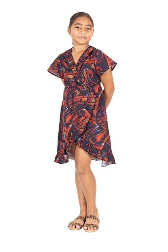 [LG2033] Akamu Girls Aviva Dress Sosi (4, Red)