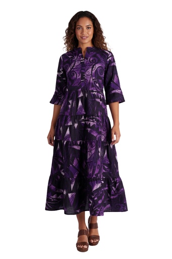 [LD4921] Akamu Blair Ruffled Hem Dress Vara (10, Lilac)