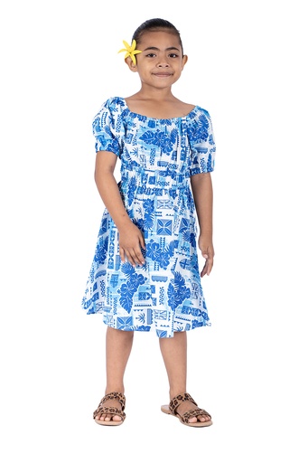 [LG2043] Fiji Day Girls Mylie Dress- Land of Freedom (2, White)