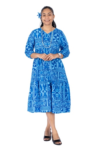 [LD5044] Fiji Day Ladies Shelly Dress- Naivula (10, Fiji Blue)