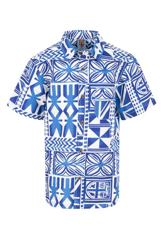 [SB2090] Fiji Day Boys Shirt- Naivalu (2, Blue/White)