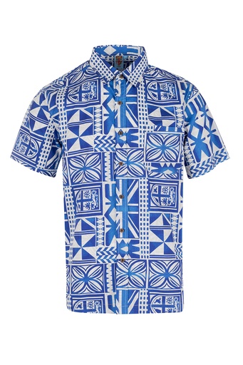 [SS4416] Fiji Day Mens Shirt- Naivula (S, Blue/White)