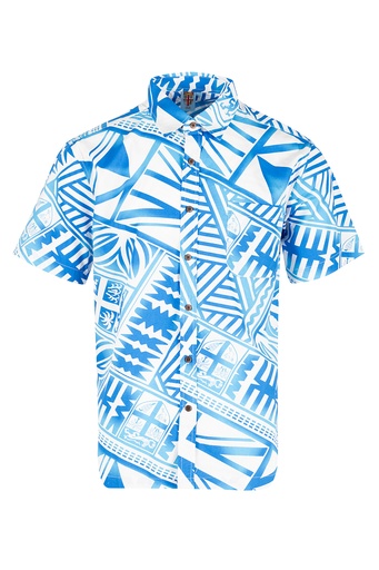 [SS4417] Fiji Day Mens Shirt- Vanu (S, Blue/White)