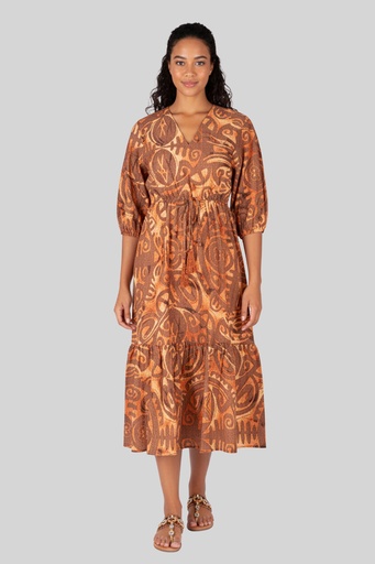 [LD5089] Akamu Dolly Midi Dress Boselawa (10, Brown)