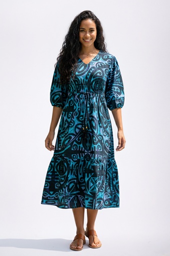 [LD5089] Akamu Dolly Midi Dress Boselawa (10, Deep Blue)