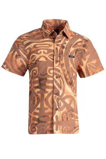 [SB2091] Akamu Boys Shirt Boselawa (4, Brown)