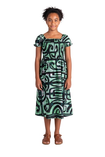 [LG2047] Akamu Girls Vali Smocked Dress Drew (4, Hamrock)