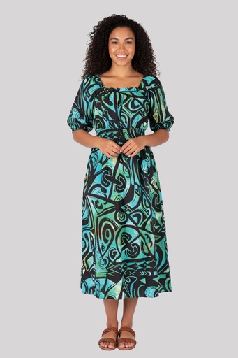 [LD5091] Akamu Lydia Midi Dress Jekia (10, Green)