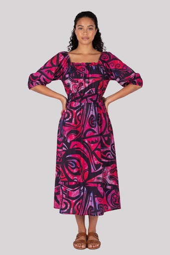 [LD5091] Akamu Lydia Midi Dress Jekia (10, Bubble Gum)