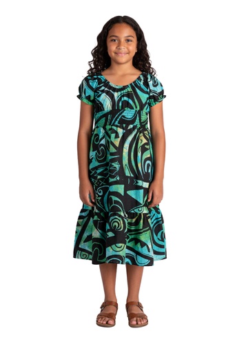 [LG2048] Akamu Girls Playe Dress Jekia (4, Green)