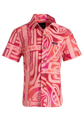 [SB2094] Akamu Boys Shirt Viriya (4, Flamingo)