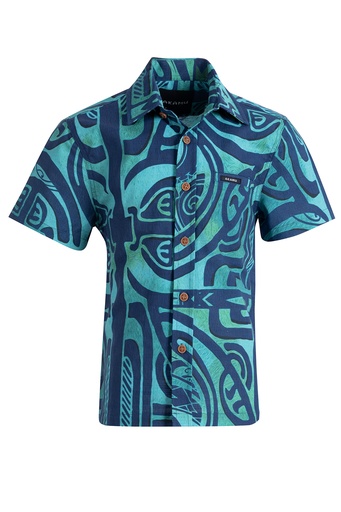 [SB2094] Akamu Boys Shirt Viriya (4, Teal)