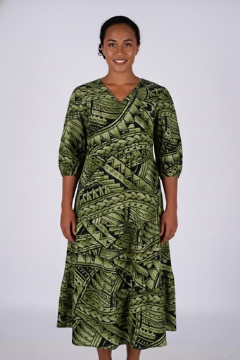 [LD5164] Tribal Origin Ladies Lili Dress- FB1869 (10, Black/Lime)