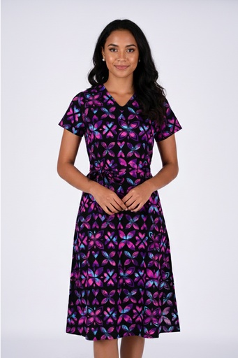 [LD5174] Tribal Origin Ladies Rivi Dress FB1871 (10, Black/Purple)