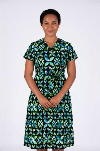 [LD5174] Tribal Origin Ladies Rivi Dress FB1871 (10, Black/Lime)
