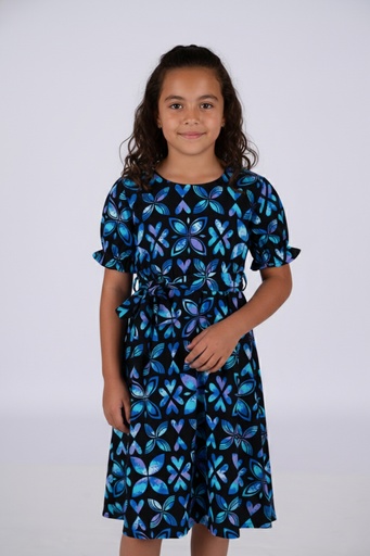 [LG2061] Tribal Origin Girls Rylee Dress FB1871 (2, Black/ Blue)