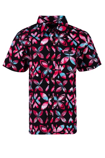 [SB2106] Tribal Origin Boys Bula Shirt FB1871 (2, Black/Pink)