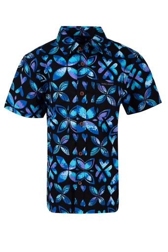 [SB2106] Tribal Origin Boys Bula Shirt FB1871 (2, Black/ Blue)