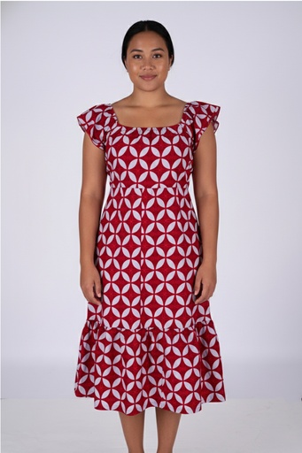 [LD5167] Tribal Origin Hoana Dress FB1873 (10, Gray/Burgundy)