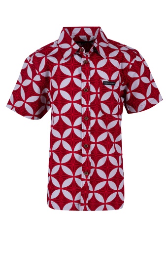 [SB2099] Tribal Origin Boys Bula Shirt FB1873 (2, Gray/Burgundy)