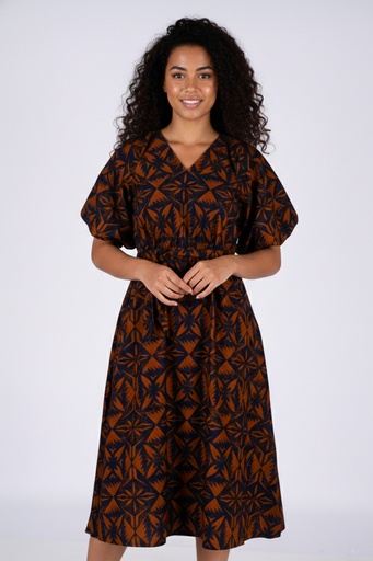 [LD5170] Tribal Origin Nyrah Dress FB1877 (10, Black/Brown)