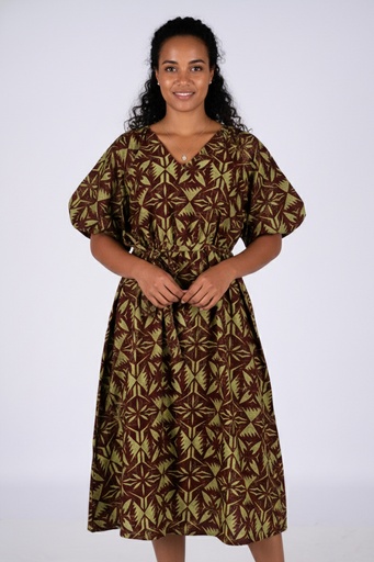 [LD5170] Tribal Origin Nyrah Dress FB1877 (10, Olive/Brown)