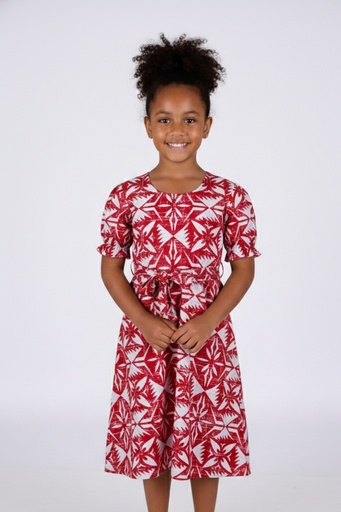 [LG2057] Tribal Origin Girls Rylee Dress FB1877 (2, Red/White)