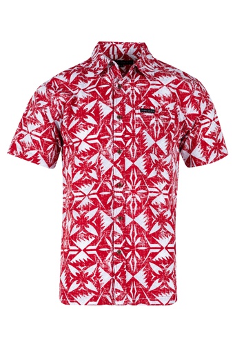 [SS4468] Tribal Origin Mens Bula Shirt FB1877 (S, Red/White)