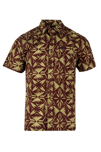 [SS4468] Tribal Origin Mens Bula Shirt FB1877 (S, Olive/Brown)