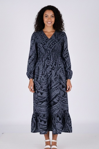 [LD5173] Tribal Origin Ladies Araminta Dress FB1881 (10, Gray/Black)