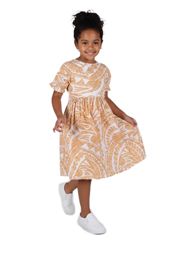 [LG2060] Tribal Origin Girls Fillipa Dress FB1881 (2, White/Beige)