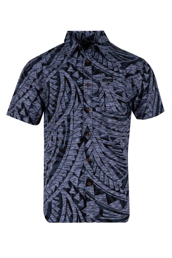 [SS4471] Tribal Origin Mens Bula Shirt FB1881 (S, Gray/Black)