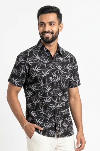 [SS4428] Woodgreen Mens Straight Bottom Shirts - Luminary  (S, Black)