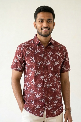 [SS4428] Woodgreen Mens Straight Bottom Shirts - Luminary  (S, Maroon )