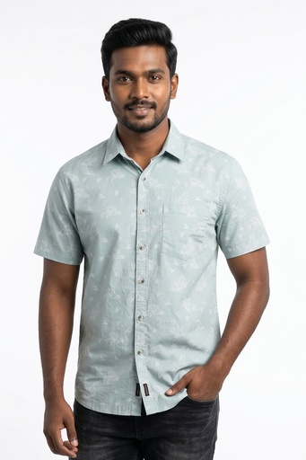 [SS4429] Woodgreen Mens Straight Bottom Shirts - Desert Bloom  (S, Gray Mist)