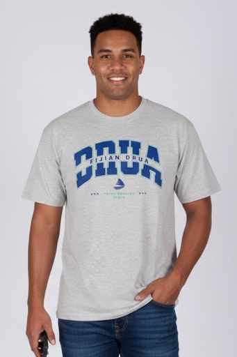 [TM4743] Fijian Drua Mens Cotton Tees- Komai (S, Grey Marle)