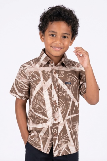 [SB2146] Akamu Boys Shirt - Lima (2, Brown)