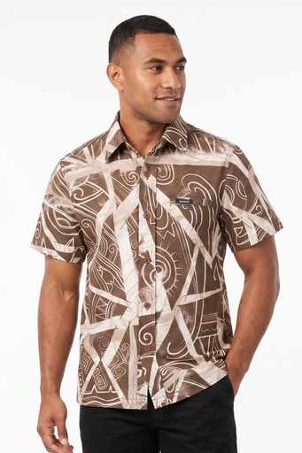 [SS4574] Akamu Mens Shirt- Lima (S, Brown)