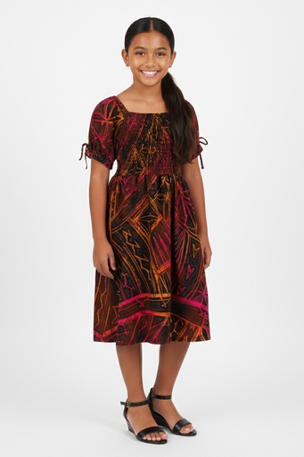 [LG2094] Akamu Girls Charlotte Dress-Volau (2, Larva)