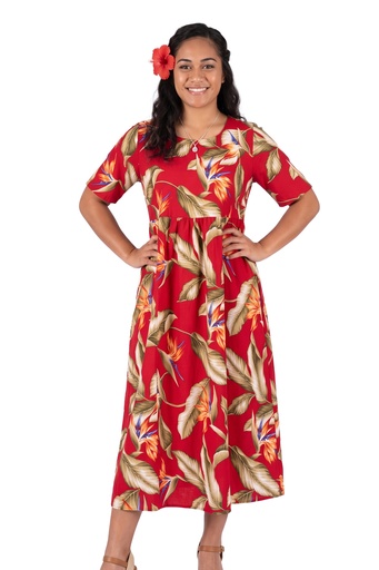 [LD5307] Senitoa Women Hana Dress- EH-E225R3 (10, Red)
