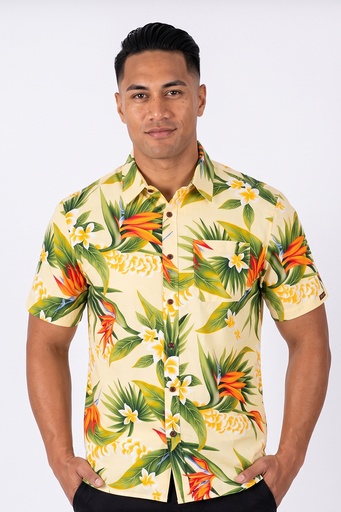 [SS4606] Senitoa Mens Bula Shirt- HD-001 (S, Yellow)