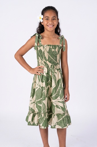 [LG2107] Senitoa Girls Moana Dress- TKF-058 (2, Leaf)