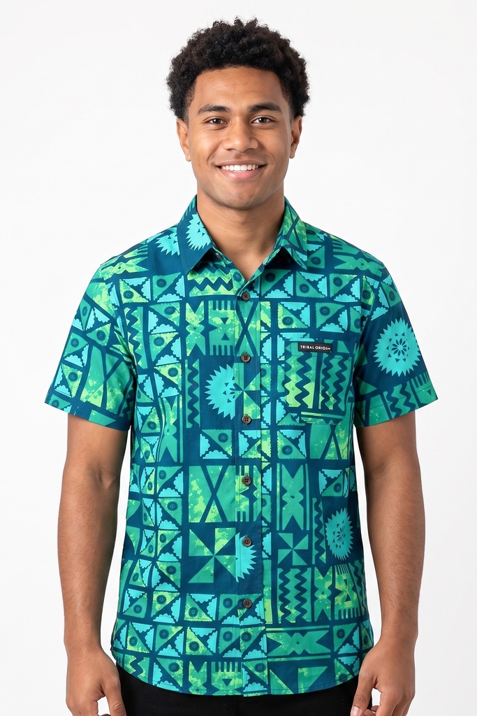 Tribal Origin Mens Bula Shirt- Tapa