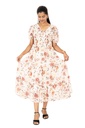 Nifty Soul V Neck Smocked Chiffon Maxi Dress