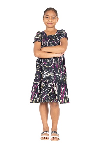 Akamu Girls Smocked Dress Tawa